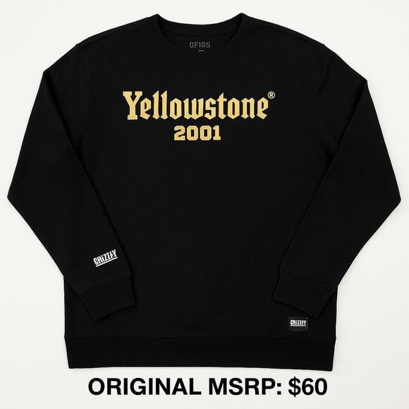 Grizzly Griptape “Yellowstone 2001” Crewneck Sweatshirt – Size L – Black - NWOT! - Picture 6 of 9